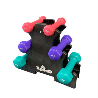 Xpeed 6 Piece PVC Dumbbell Set with Rack