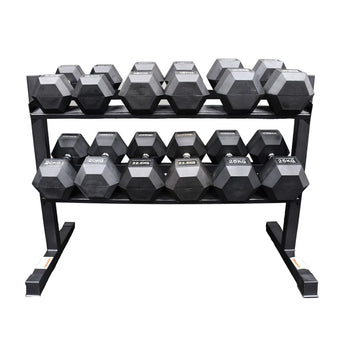 Xpeed 225kg Rubber Hex Dumbbell + Rack Bundle