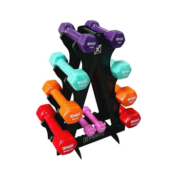 Xpeed PVC Dumbbell Bundle with Rack