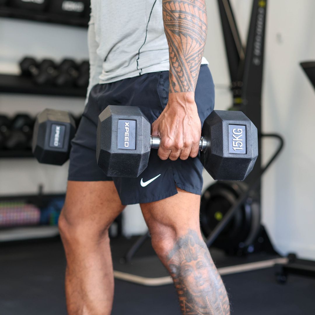 rubber hex dumbbells are a home gym essential