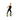 A woman in a black athletic tank top and leggings stands in a lunge position on a white background, demonstrating the use of a bright green ankle resistance band.