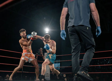 Muay Thai fighter Matty Stevs competing in Xpeed Fighter Gloves. 